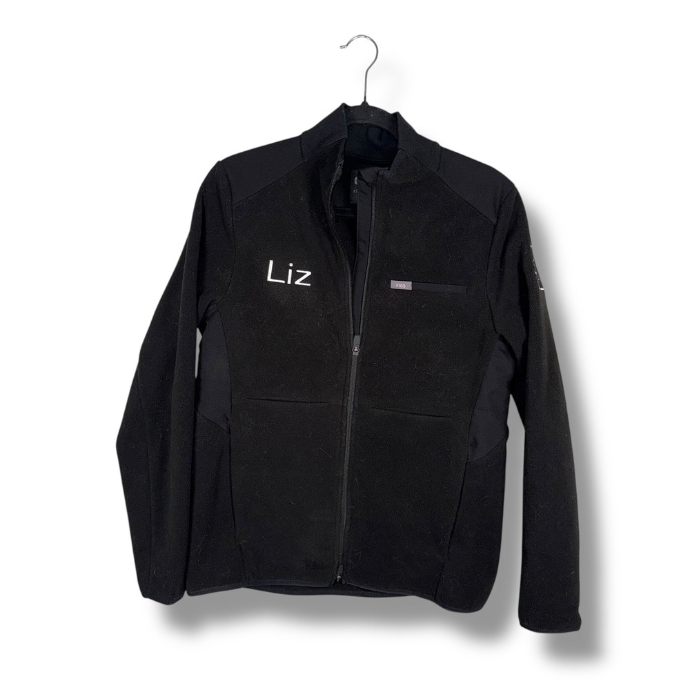 FIGS Black‎ Fleece Jacket with Embroidery Women's Size Medium